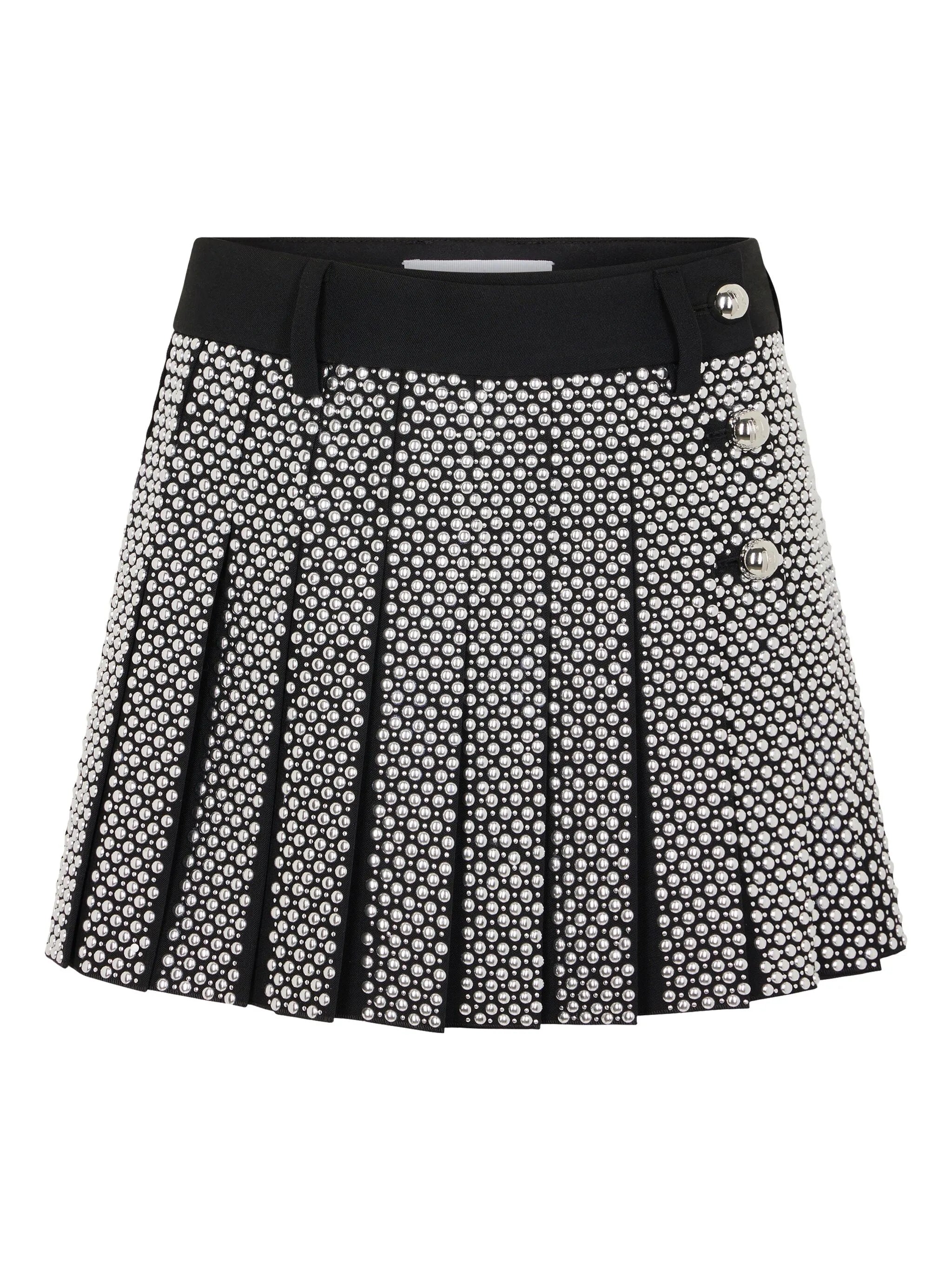 embroidered grain de poudre mini skirt