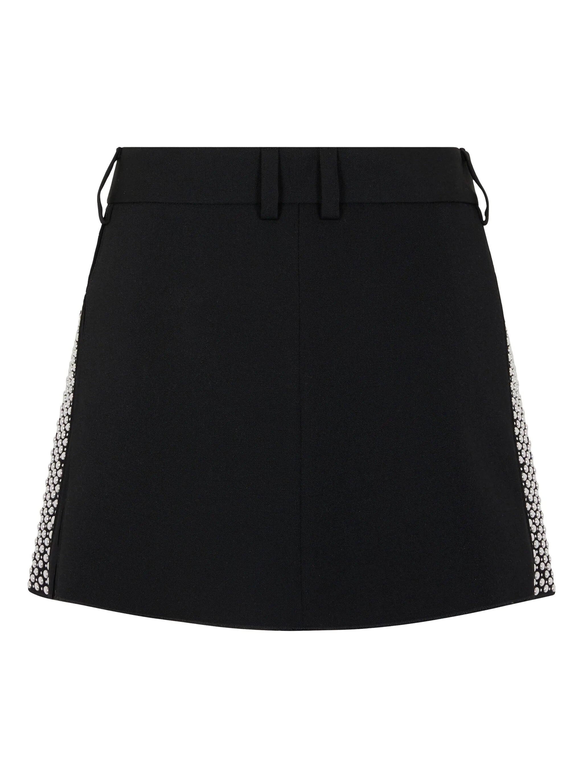 embroidered grain de poudre mini skirt