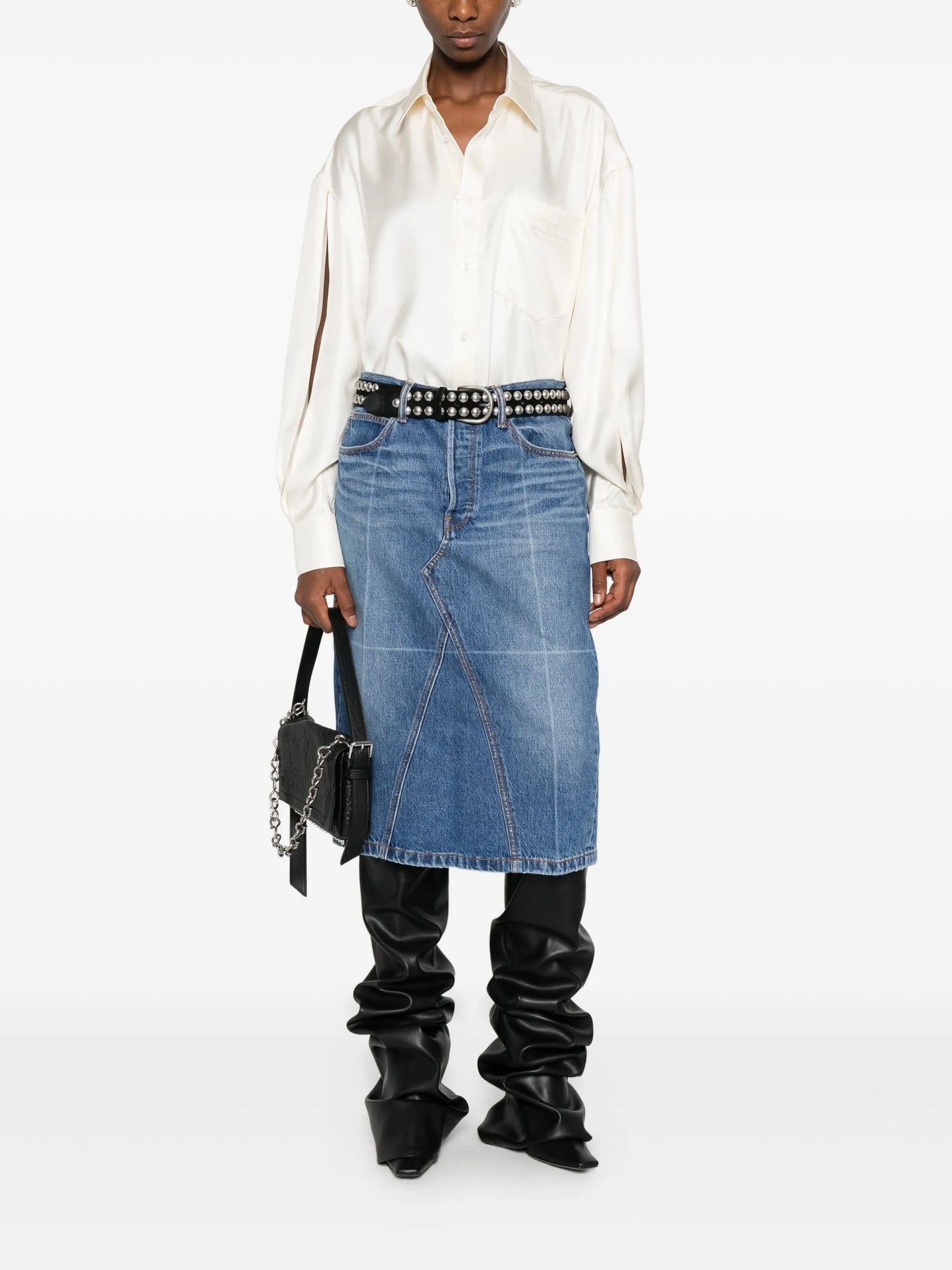 denim midi skirt