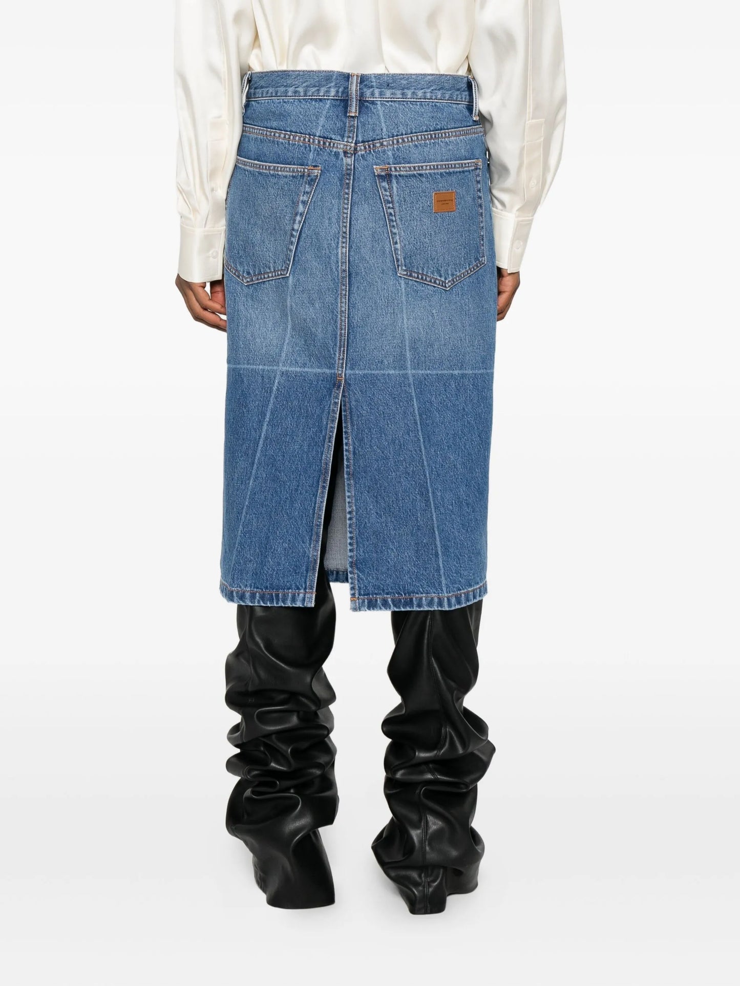 denim midi skirt