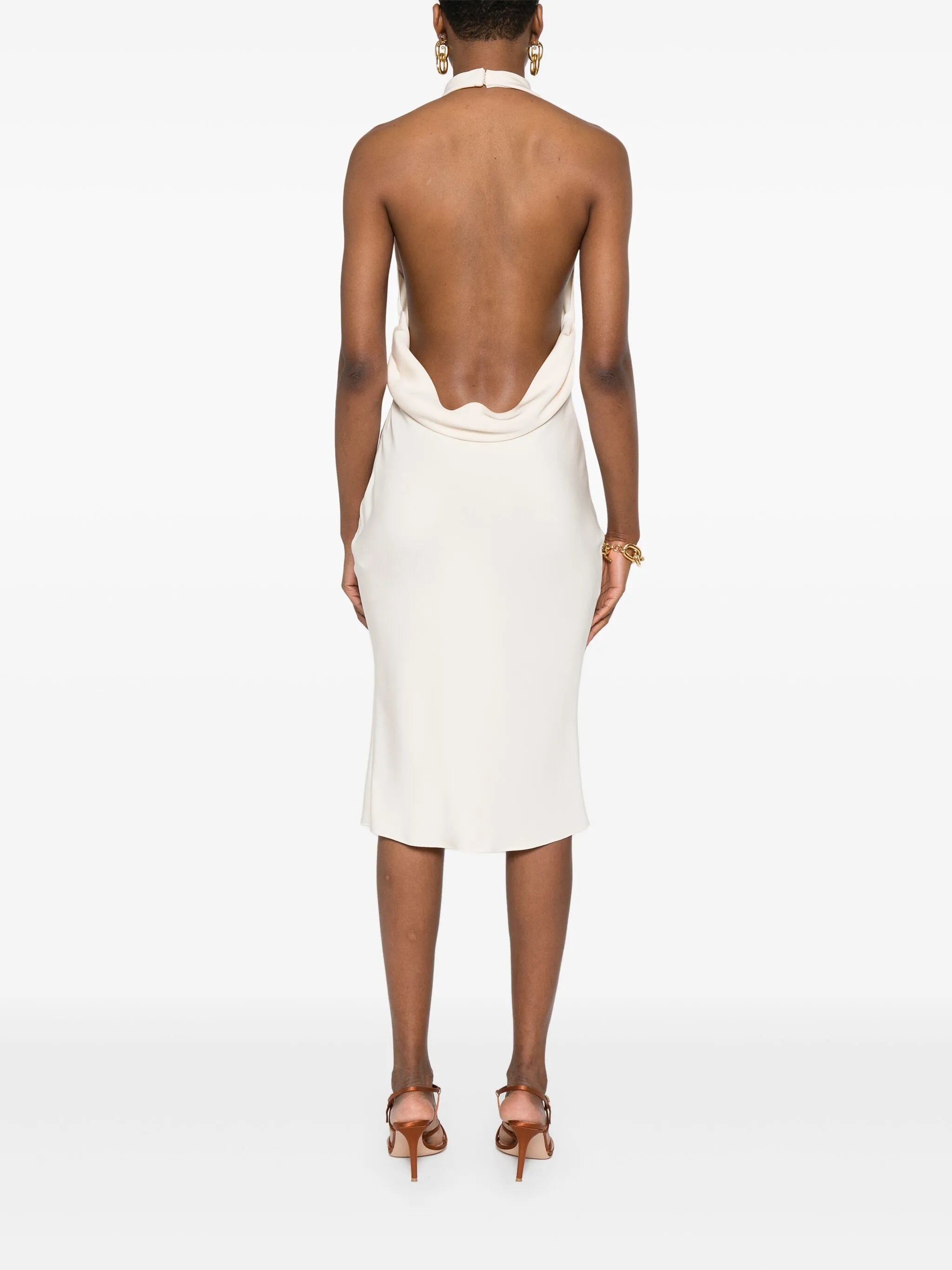 halterneck sleeveless midi dress