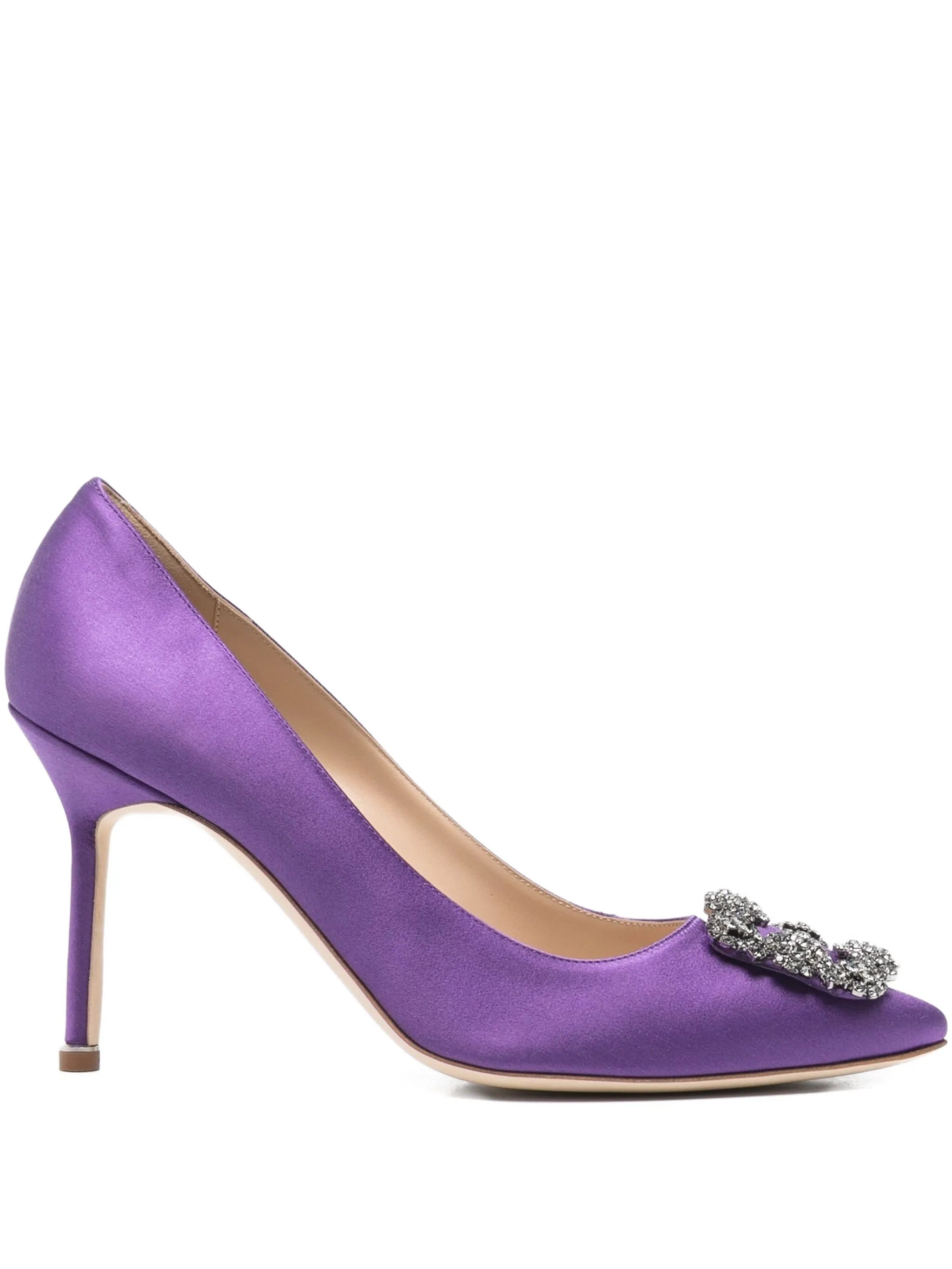 satin jewel-embellished pumps