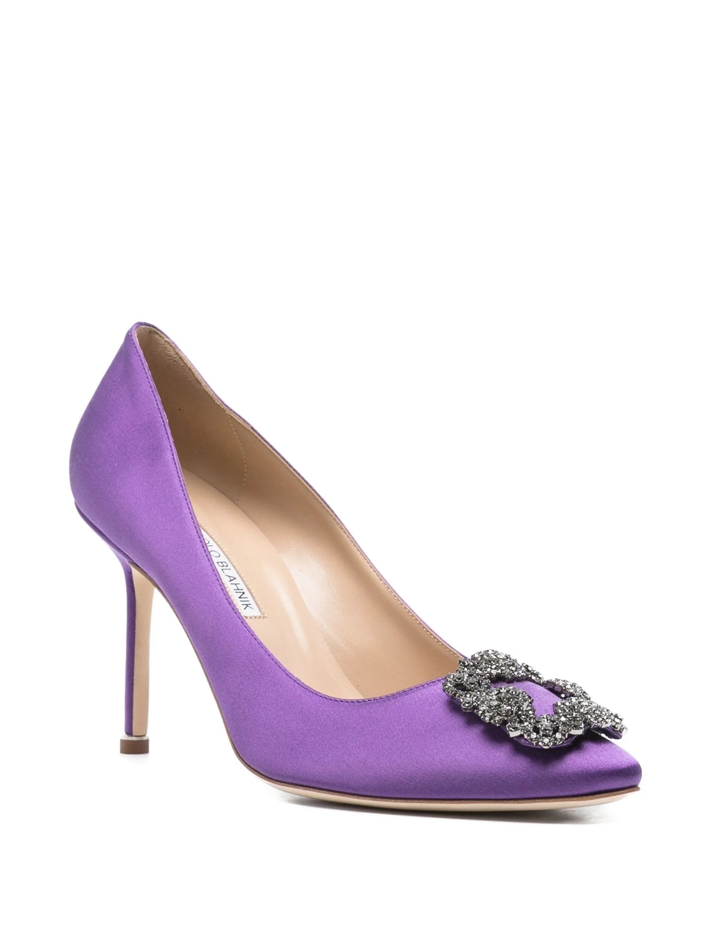 satin jewel-embellished pumps