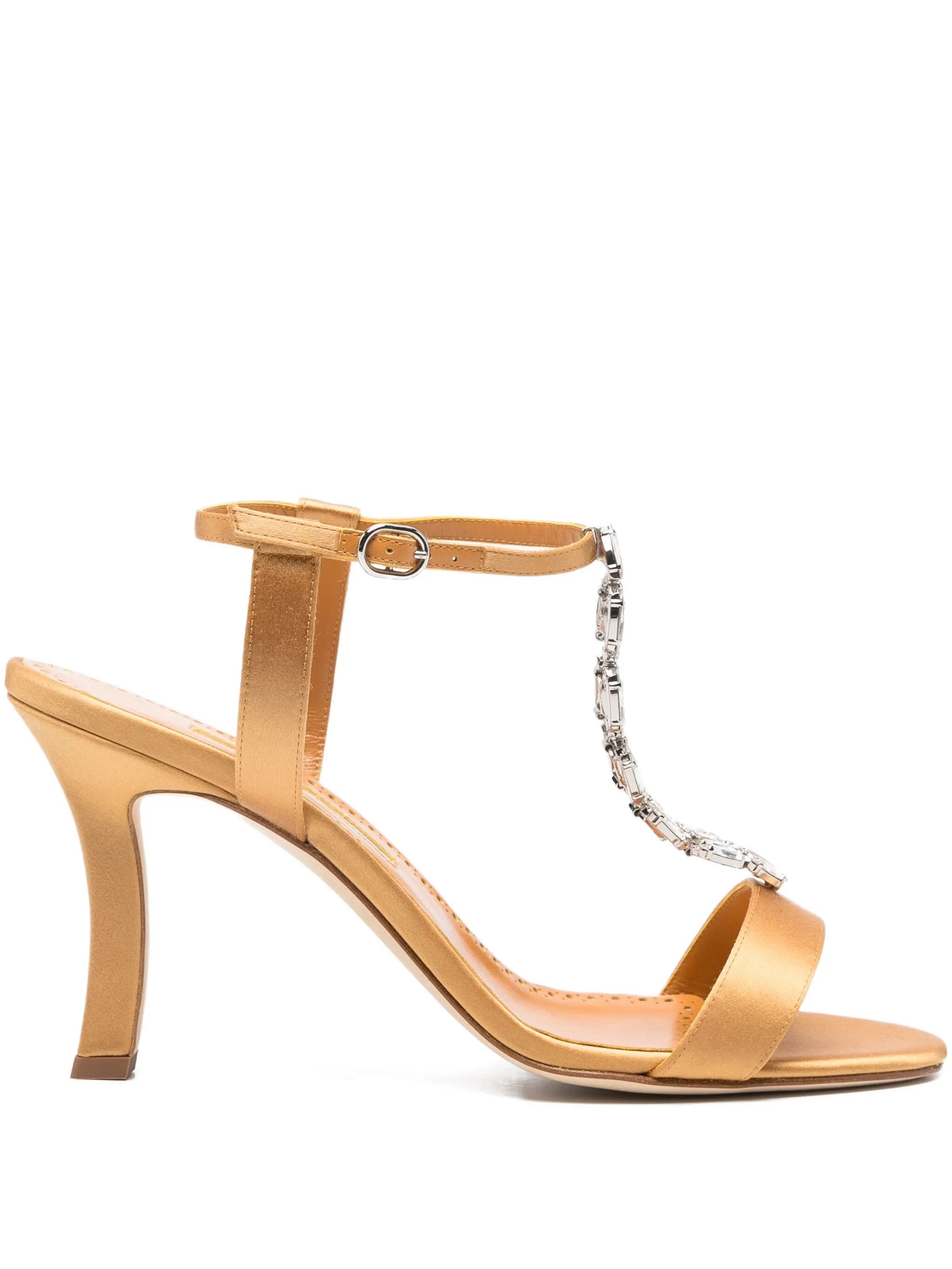 90mm leather heeled sandals