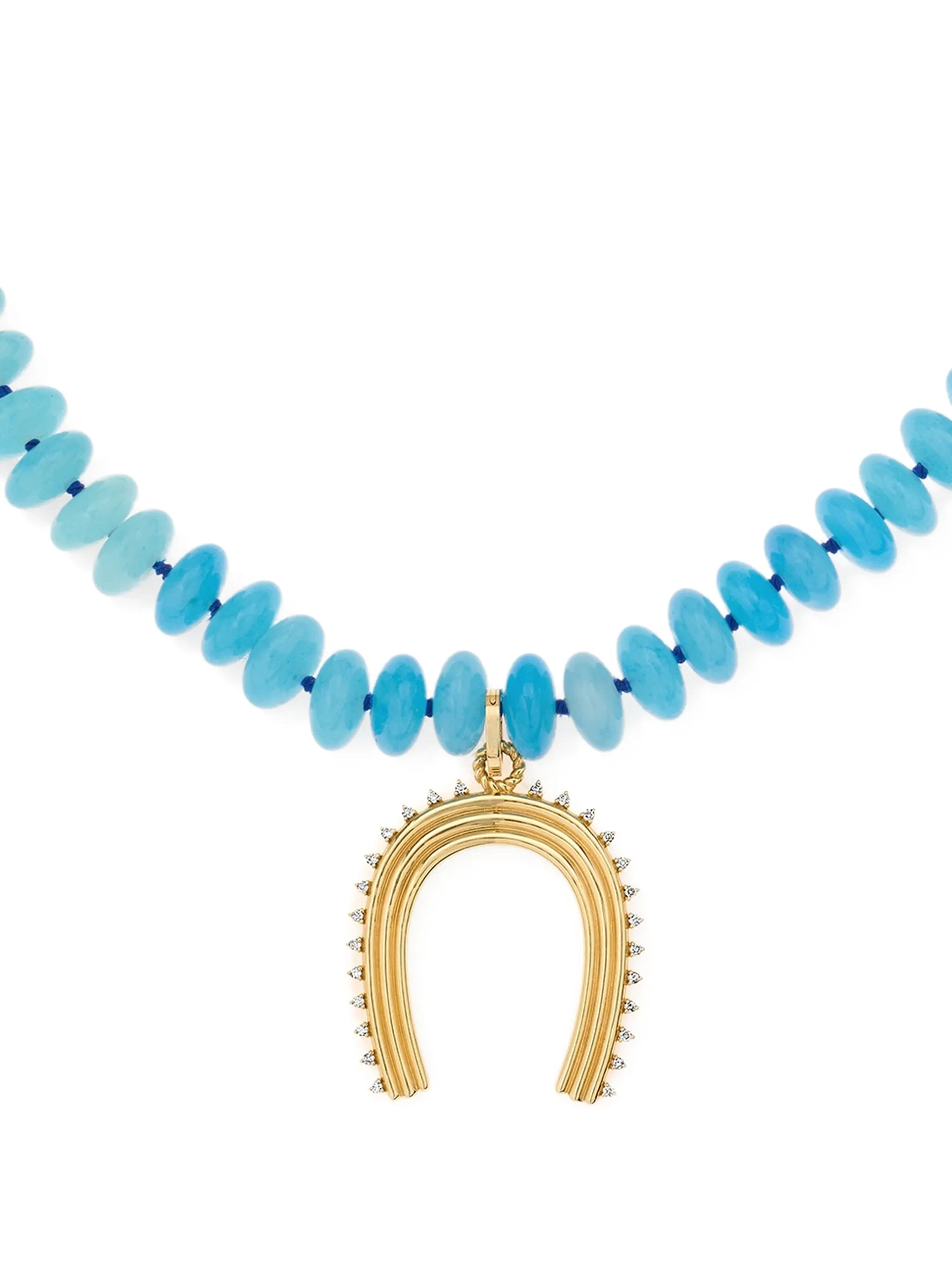14K yellow gold diamond and jade necklace