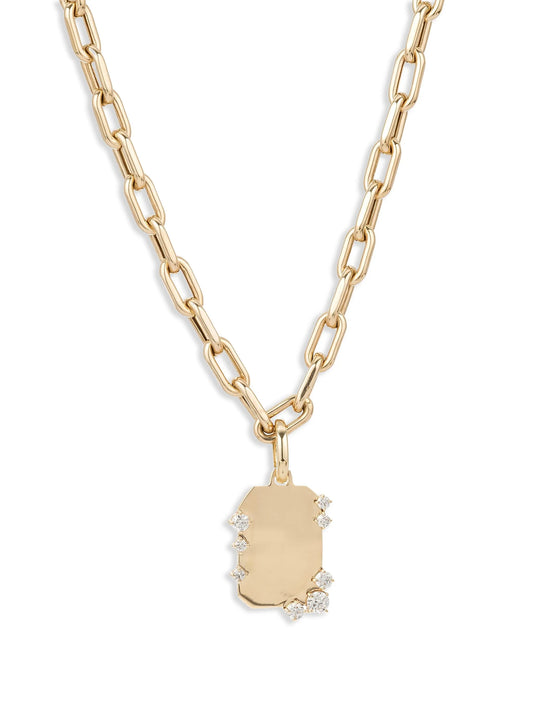 14K yellow gold Dog Tag diamond necklace
