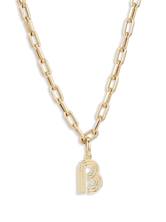 14K yellow gold Initial diamond pendant