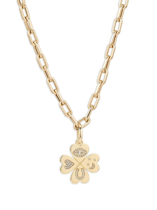 14K yellow gold Clover diamond necklace