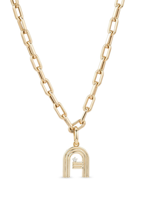 14K yellow gold Groovy Initial diamond pendant