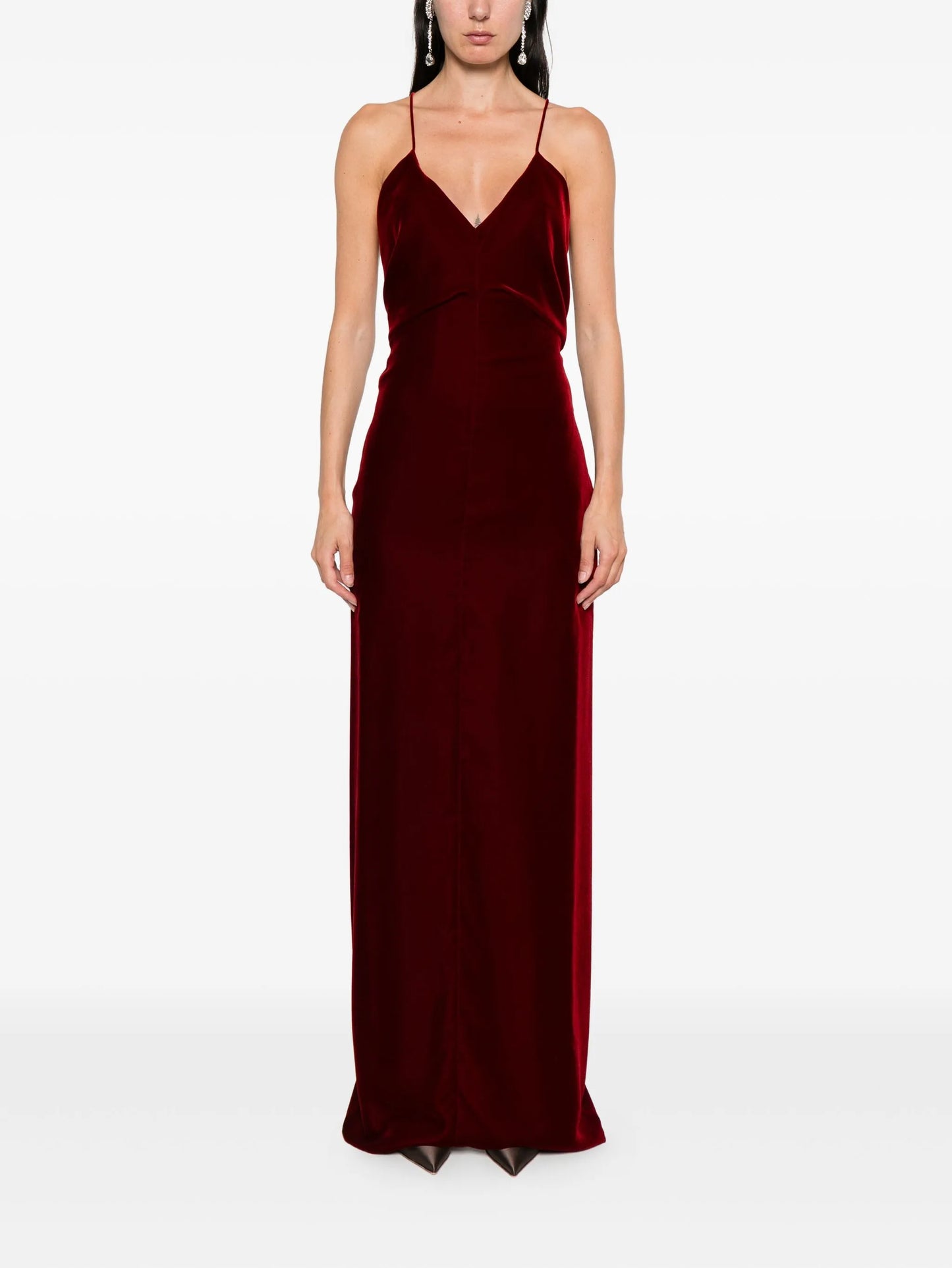 velvet v-neck maxi dress