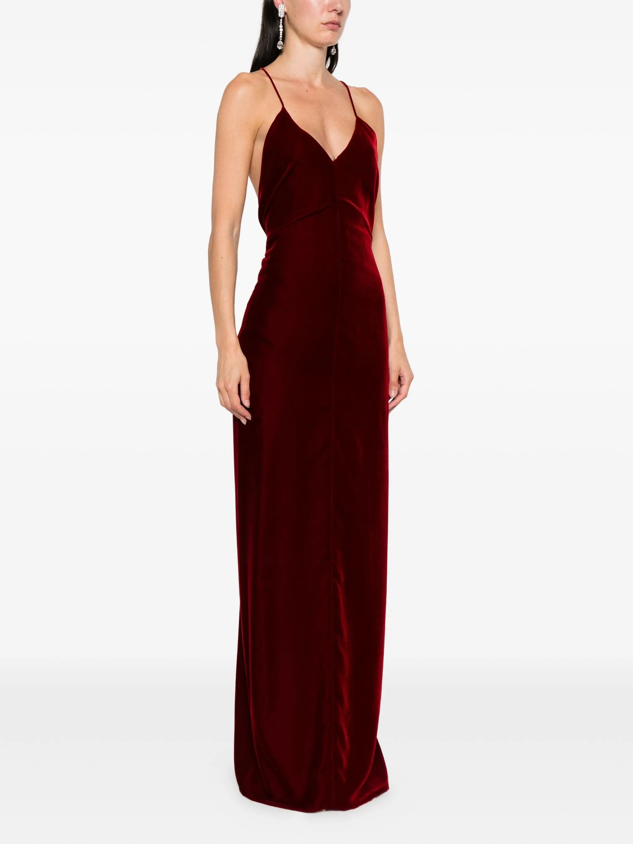 velvet v-neck maxi dress