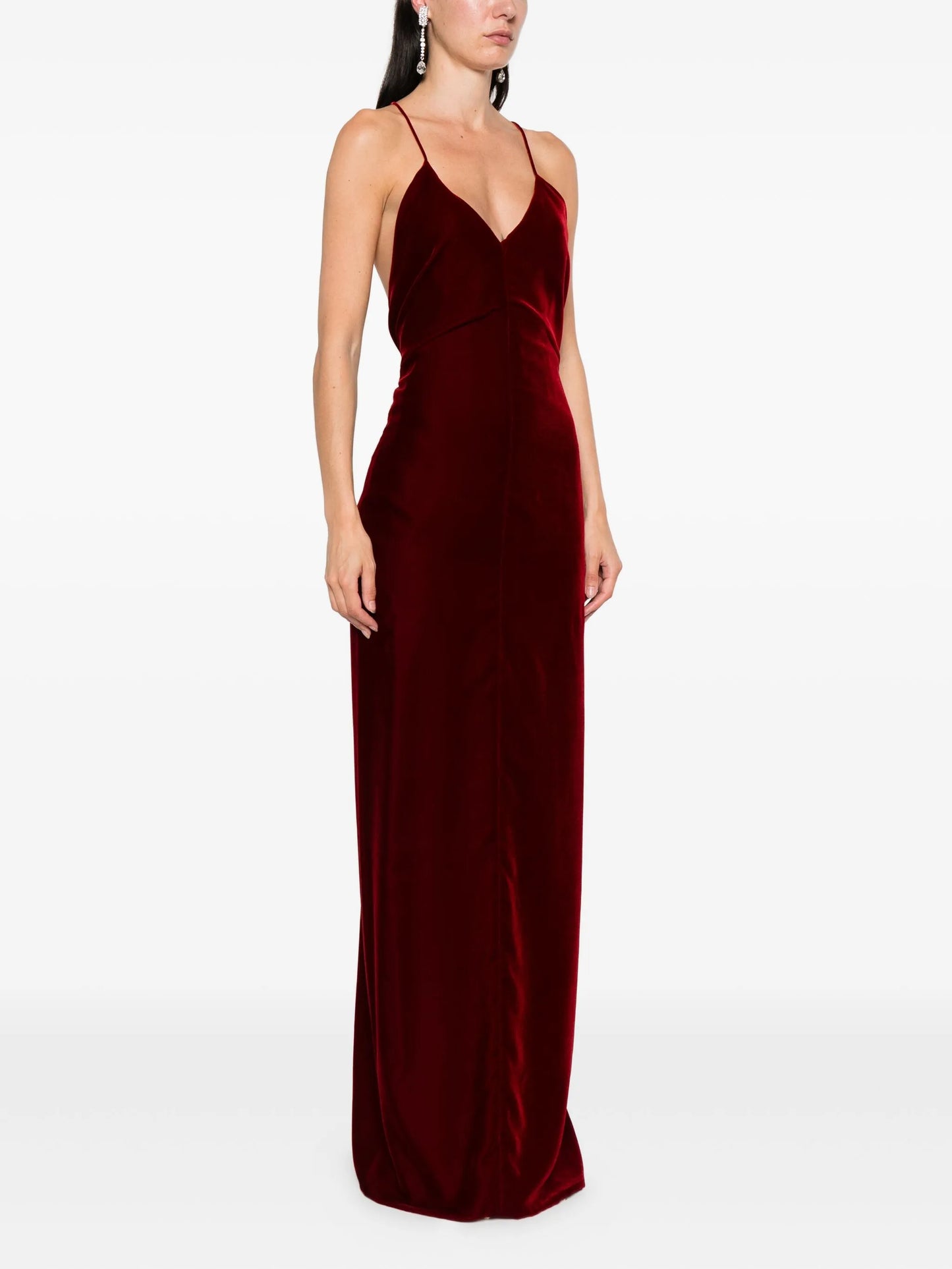 velvet v-neck maxi dress
