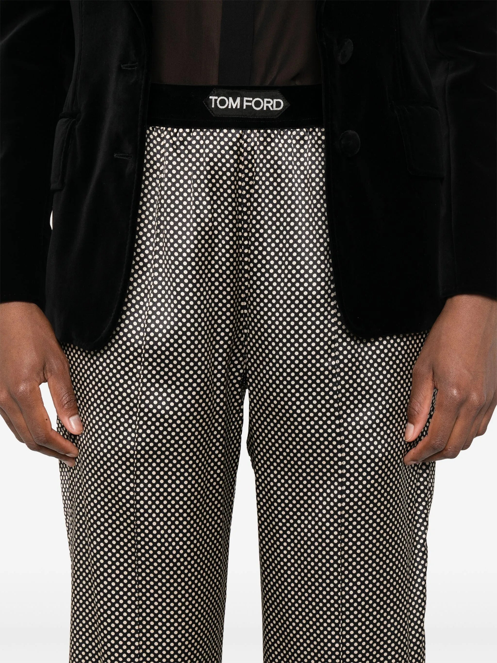 polka dot-print trousers