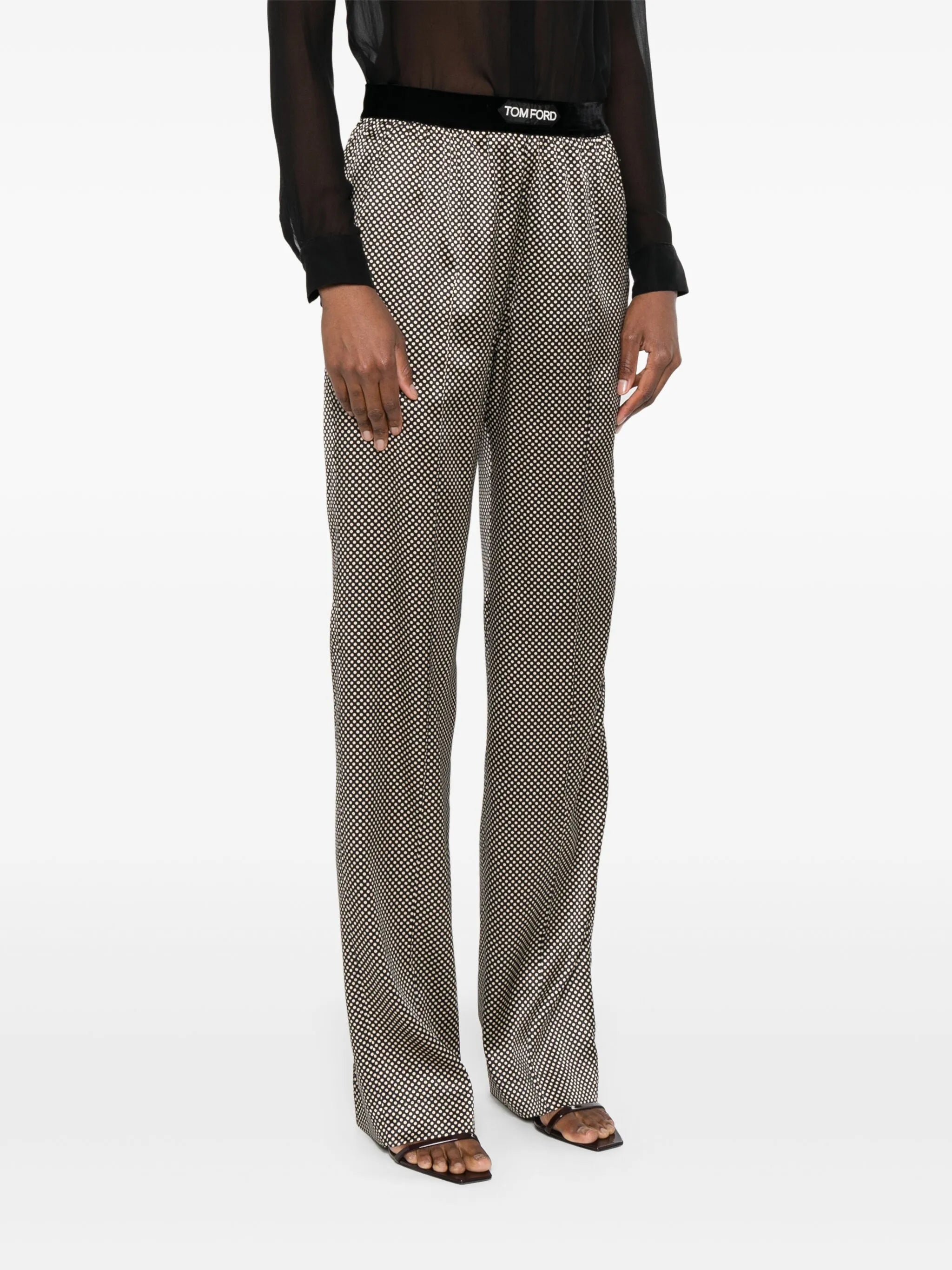 polka dot-print trousers