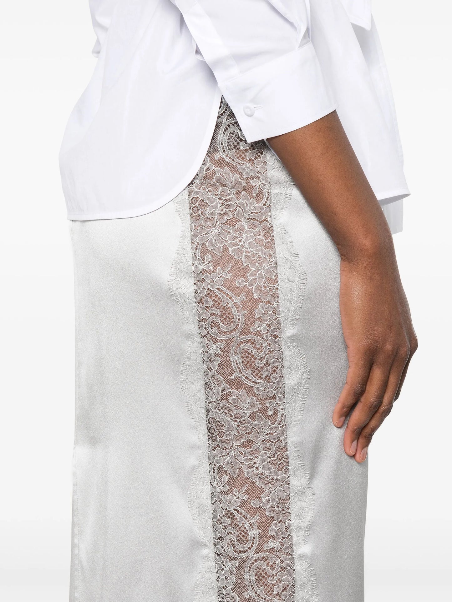 lace-detail midi skirt