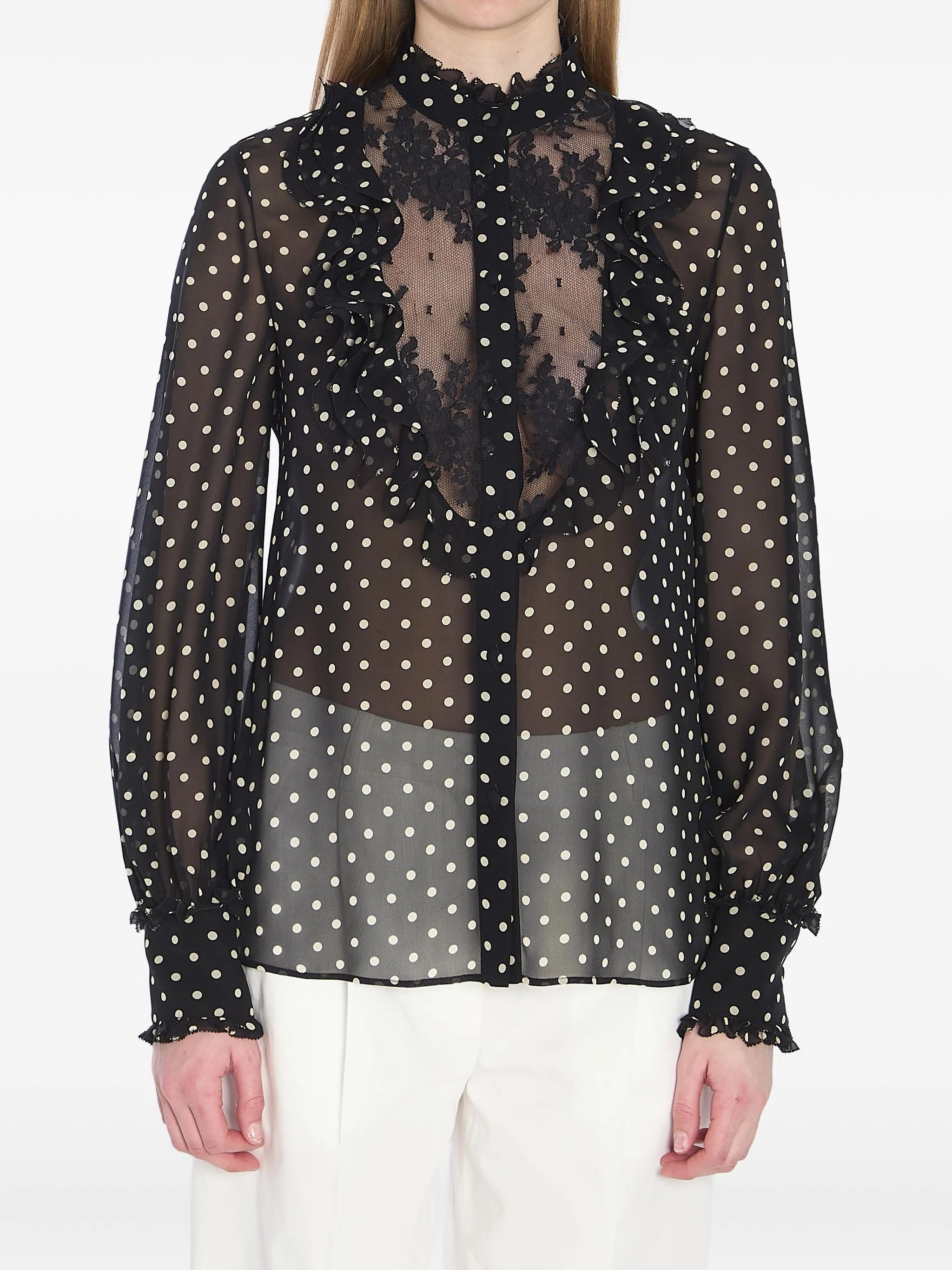 Plusdepois-print georgette shirt