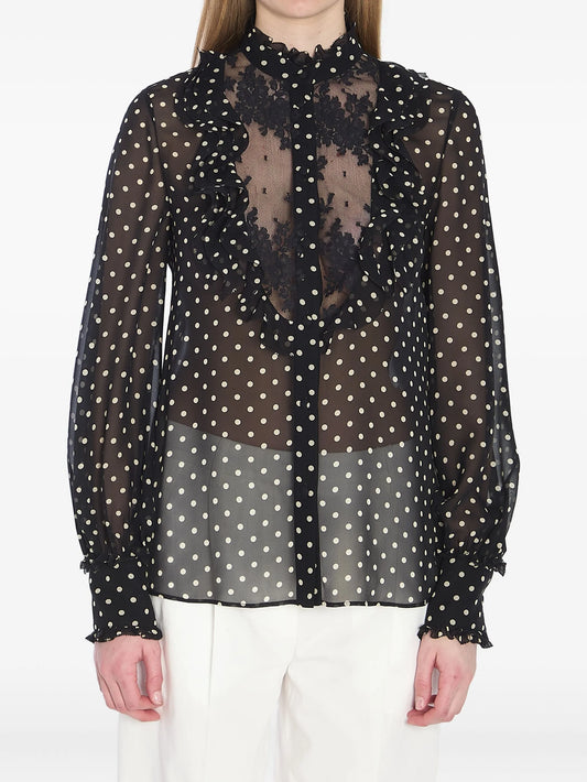 Plusdepois-print georgette shirt