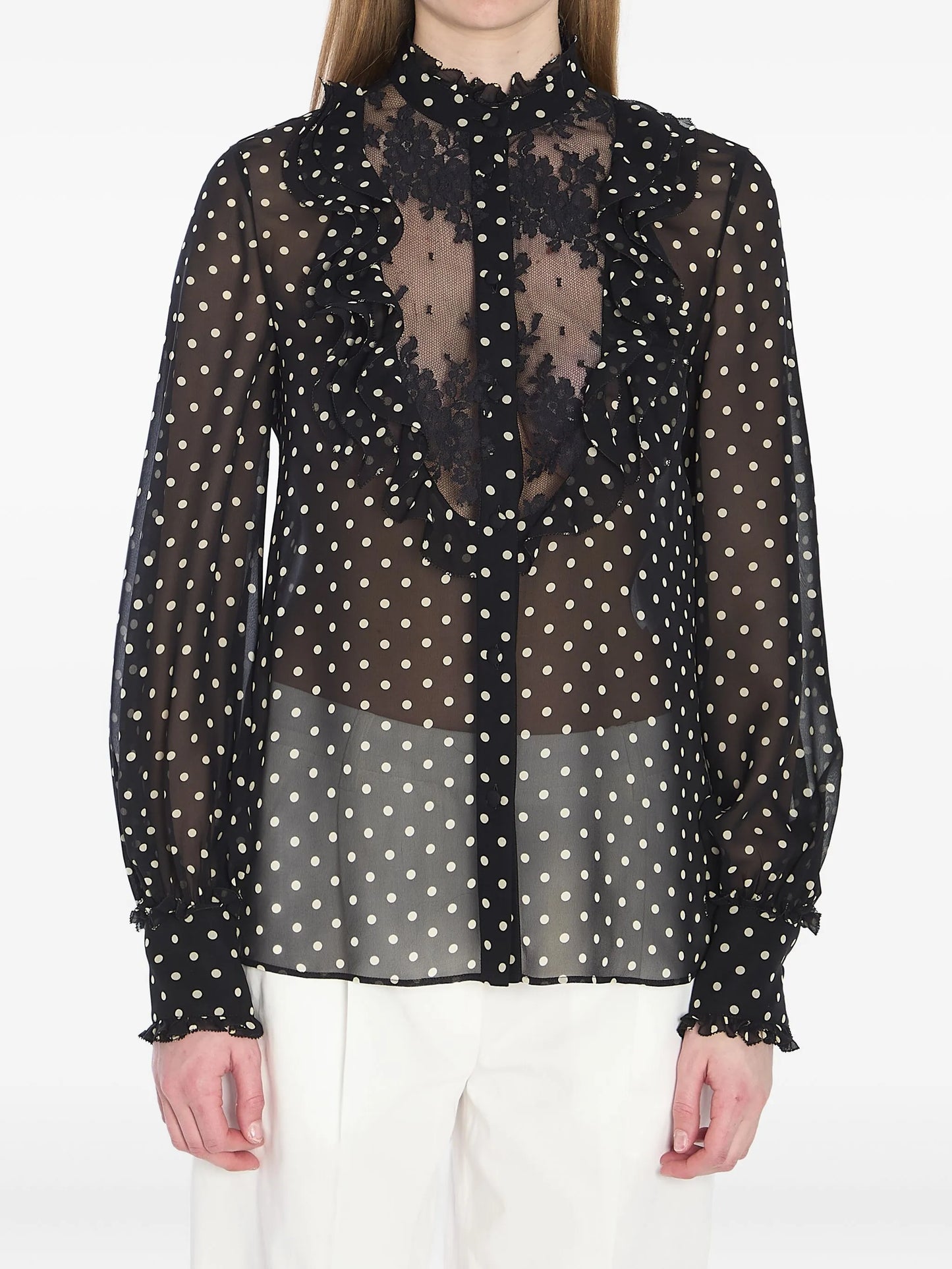 polka dot-print shirt