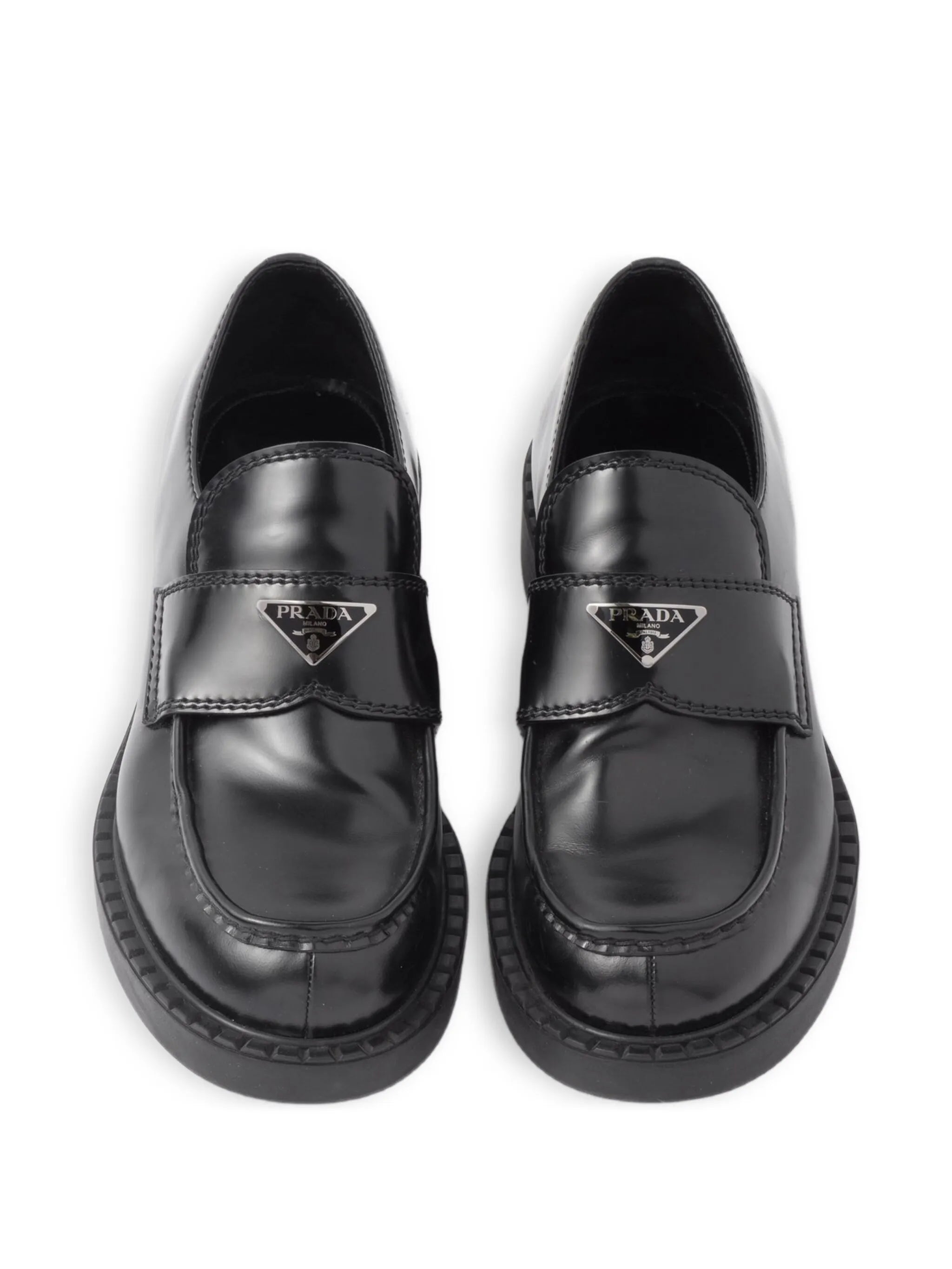 brushed leather loafers