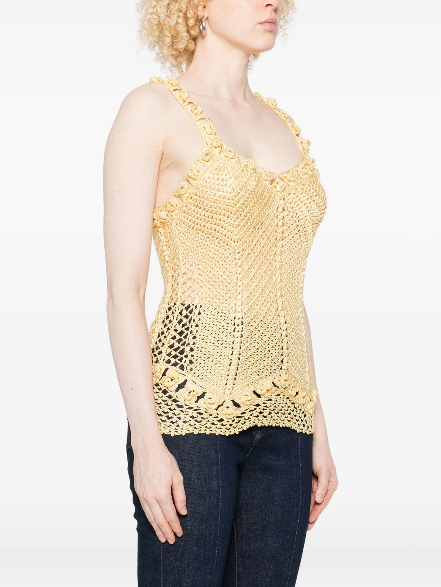 Daisy flower-strap crochet top
