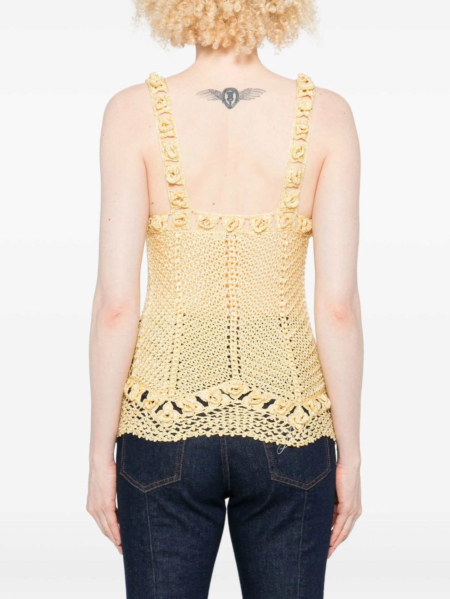 Daisy flower-strap crochet top