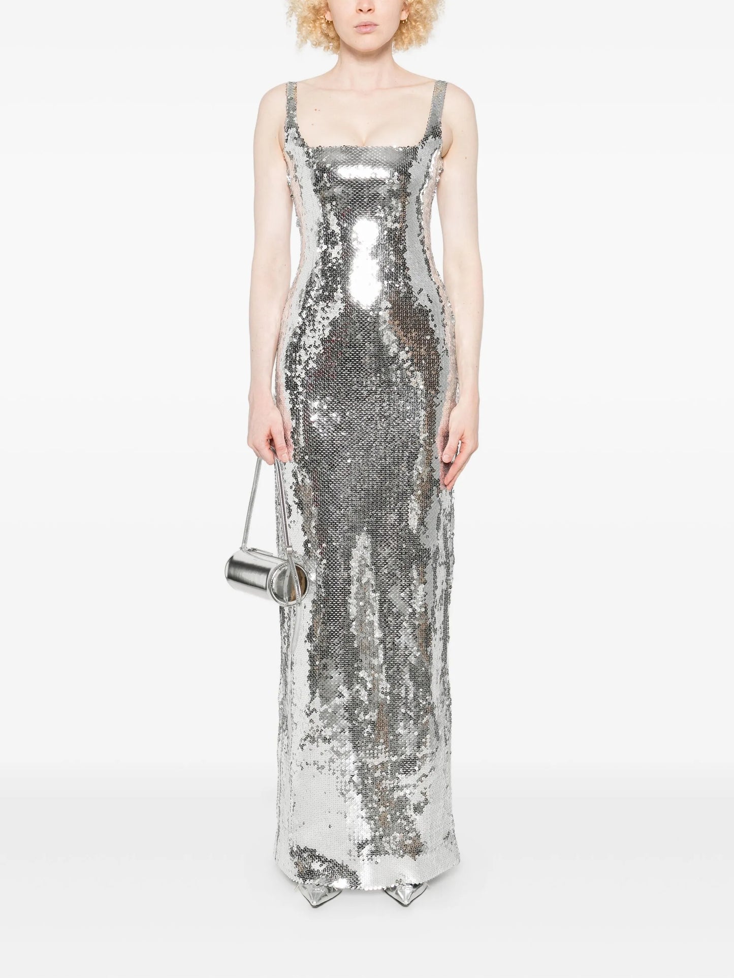 Electra sequin square-neck gown