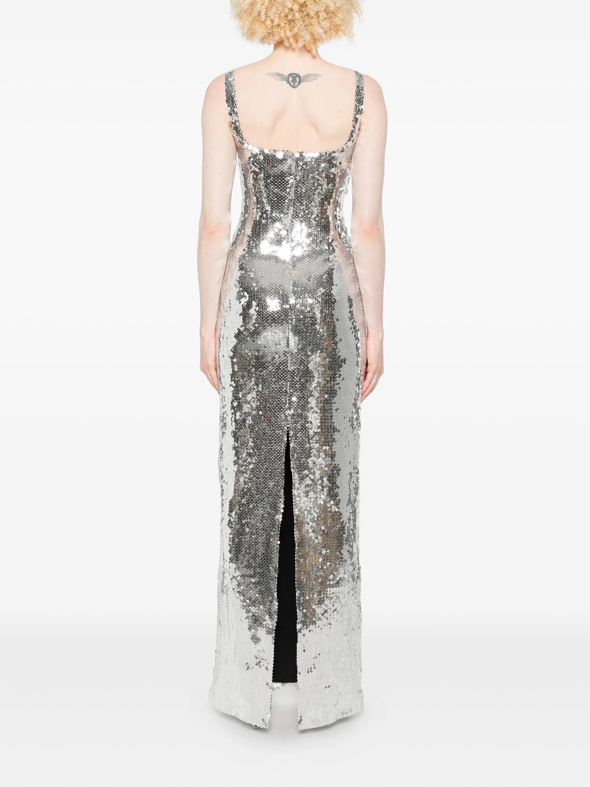 Electra sequin square-neck gown