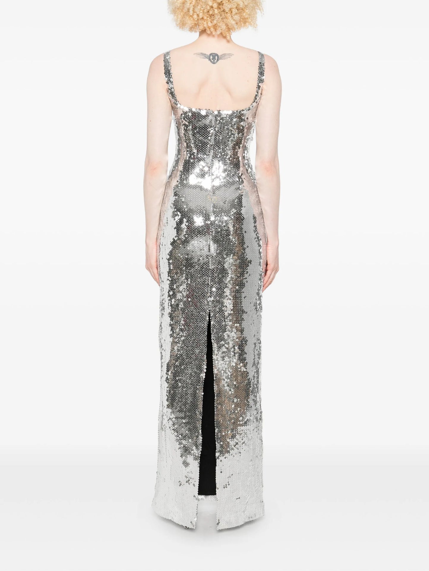 Electra sequin square-neck gown