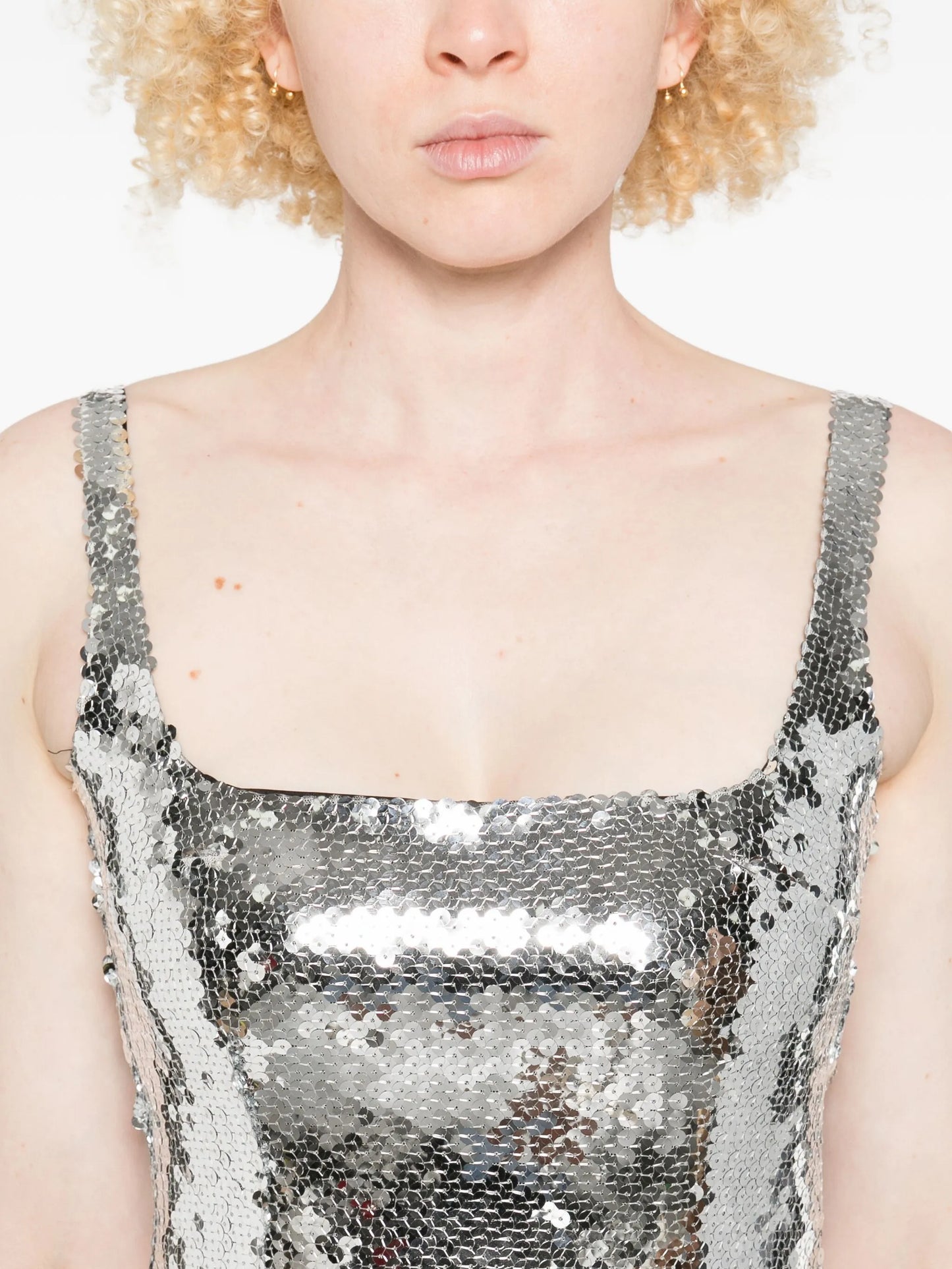 Electra sequin square-neck gown