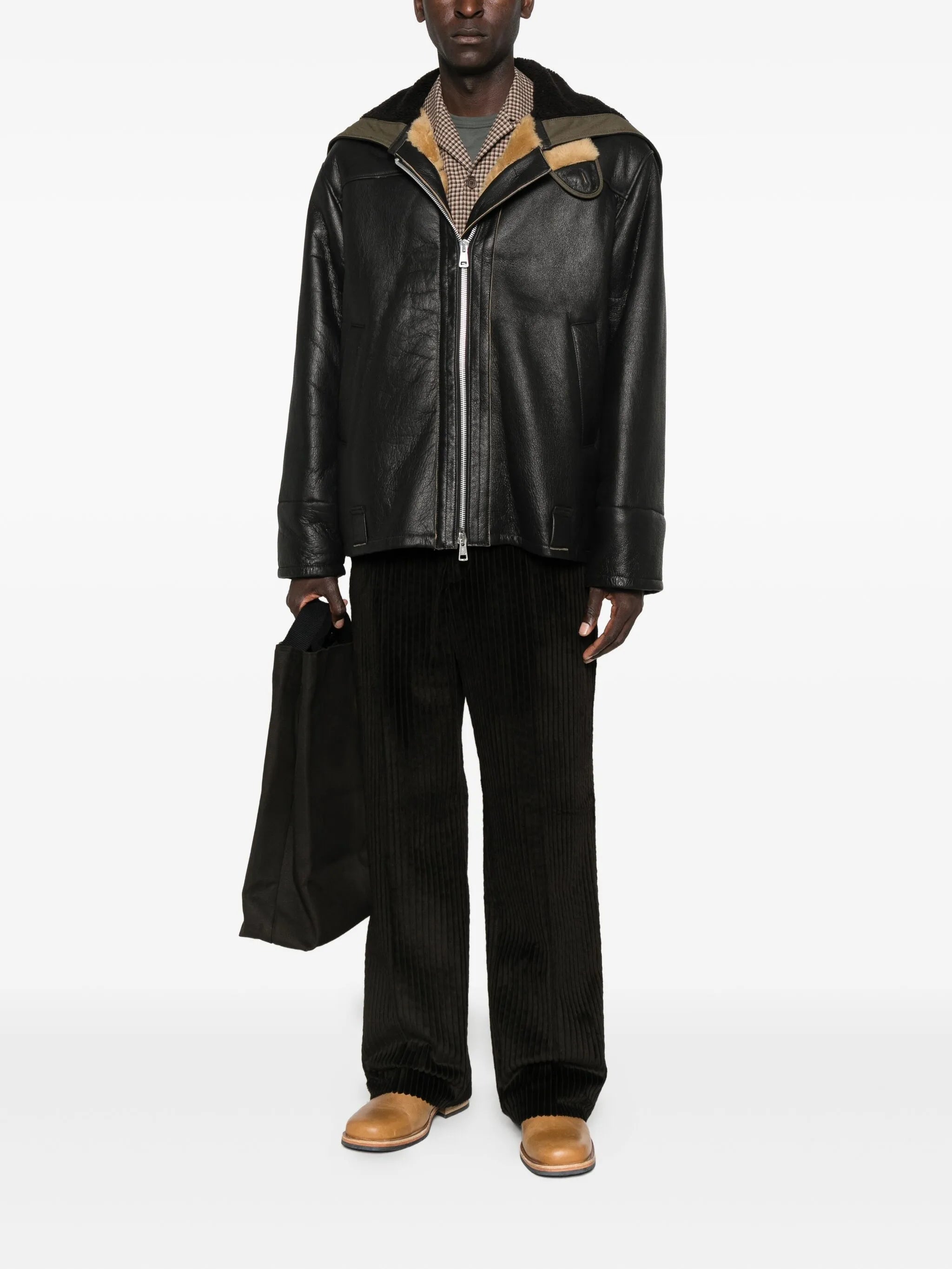 Blizzard hooded leather jacket