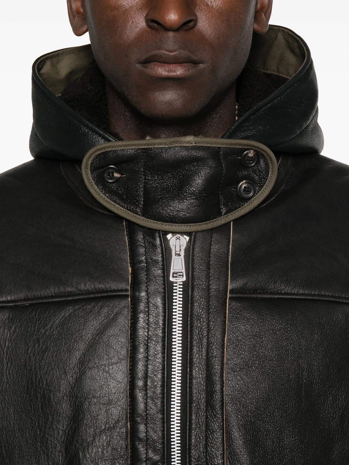 Blizzard hooded leather jacket