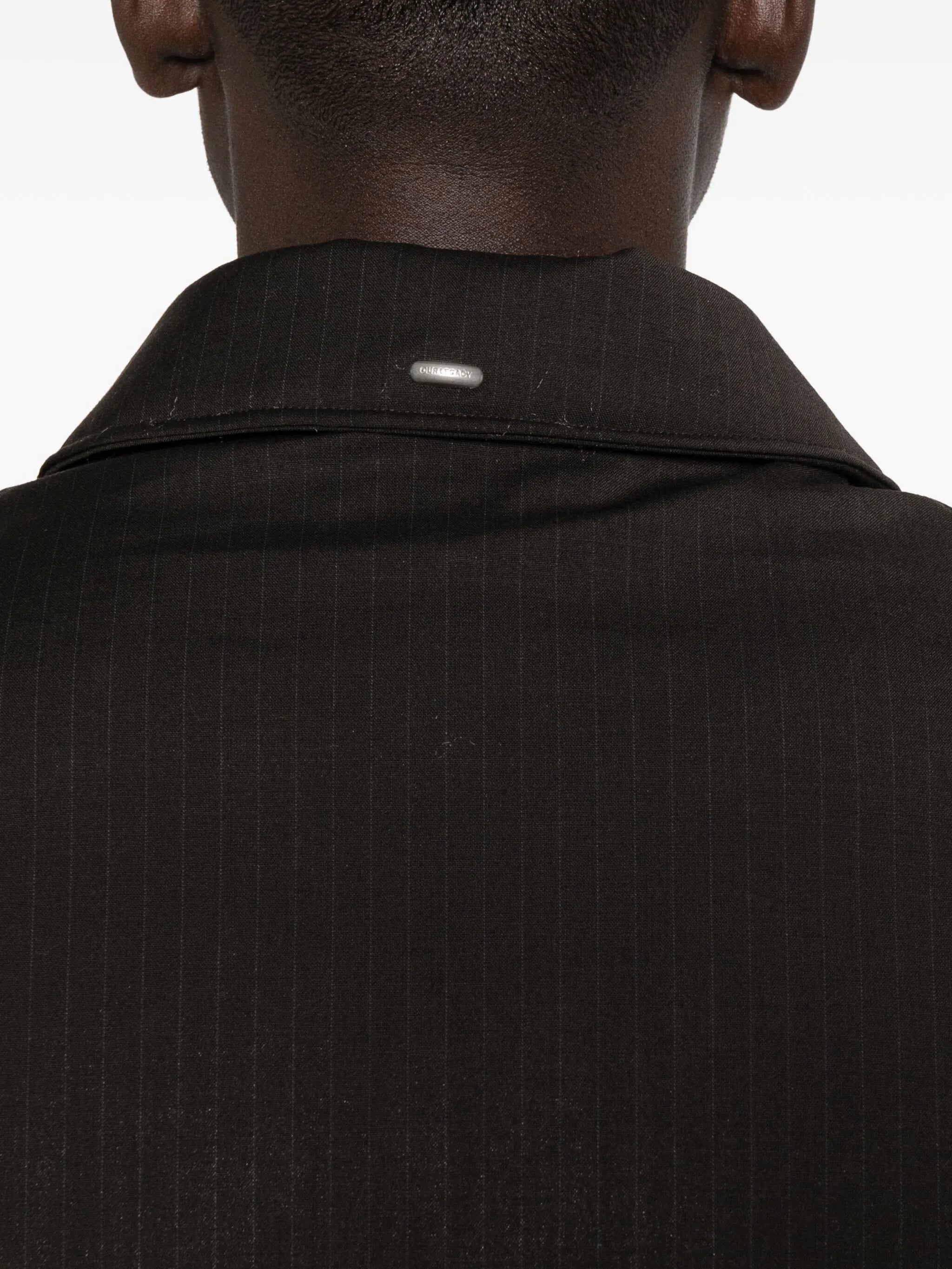 pinstriped puffer jacket