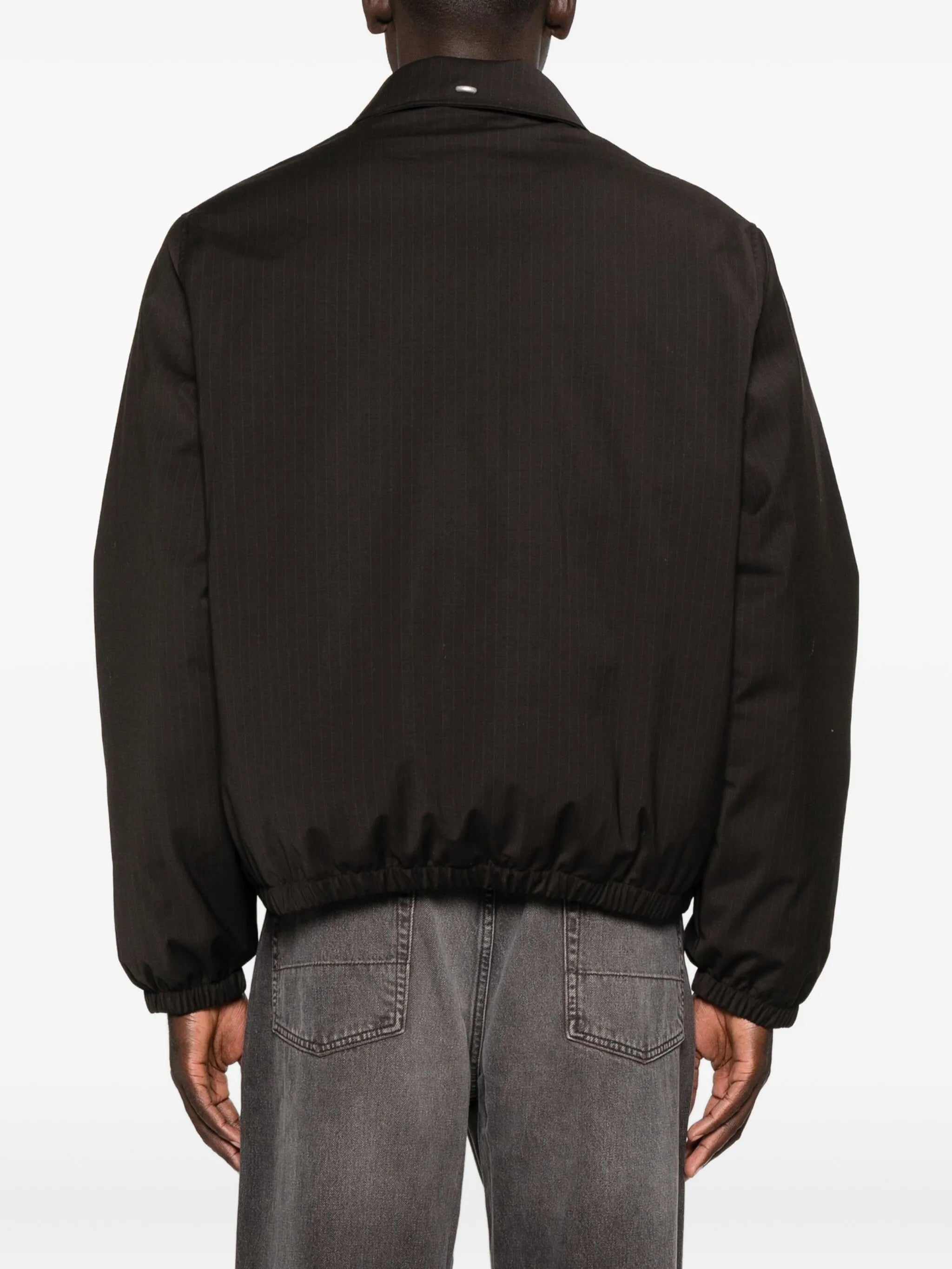pinstriped puffer jacket