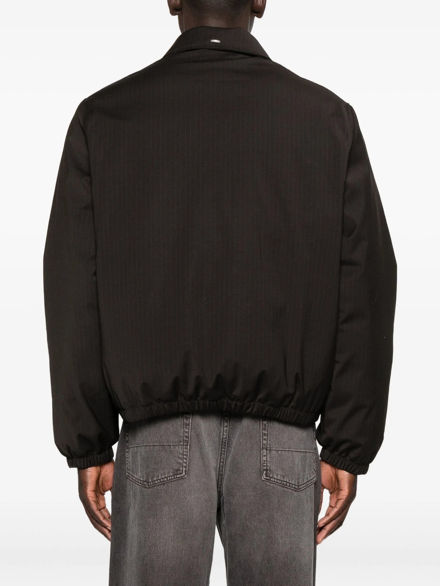 pinstriped puffer jacket