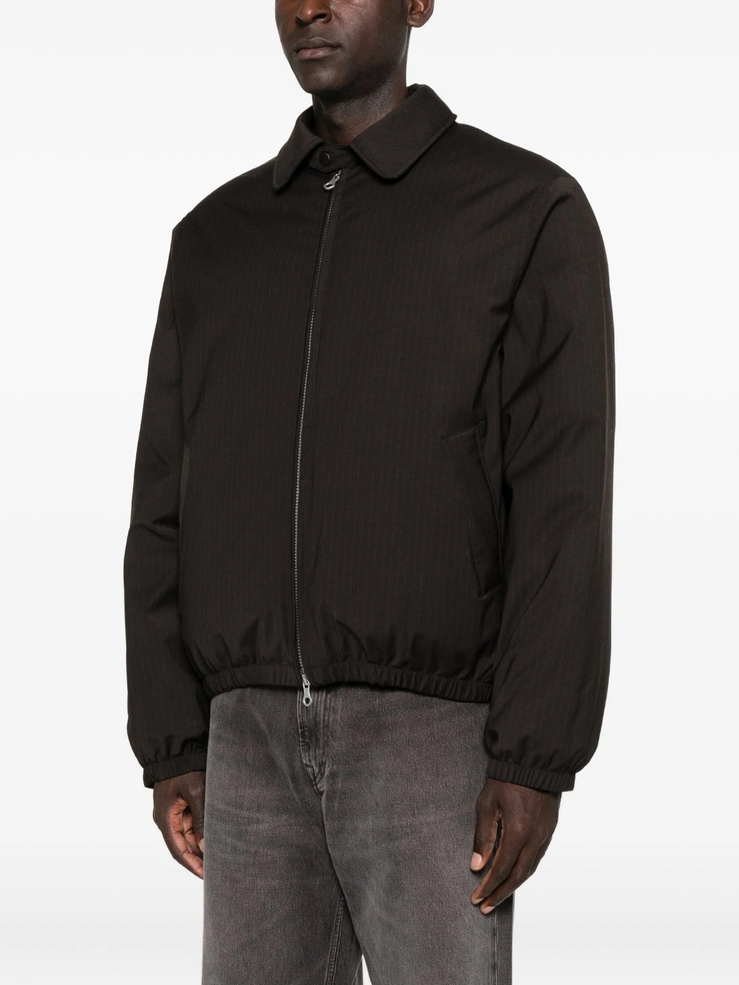 pinstriped puffer jacket