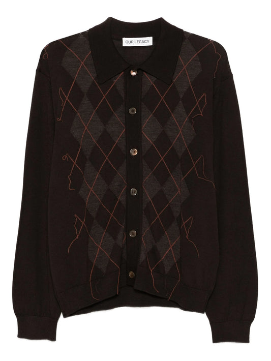 argyle-knit cardigan