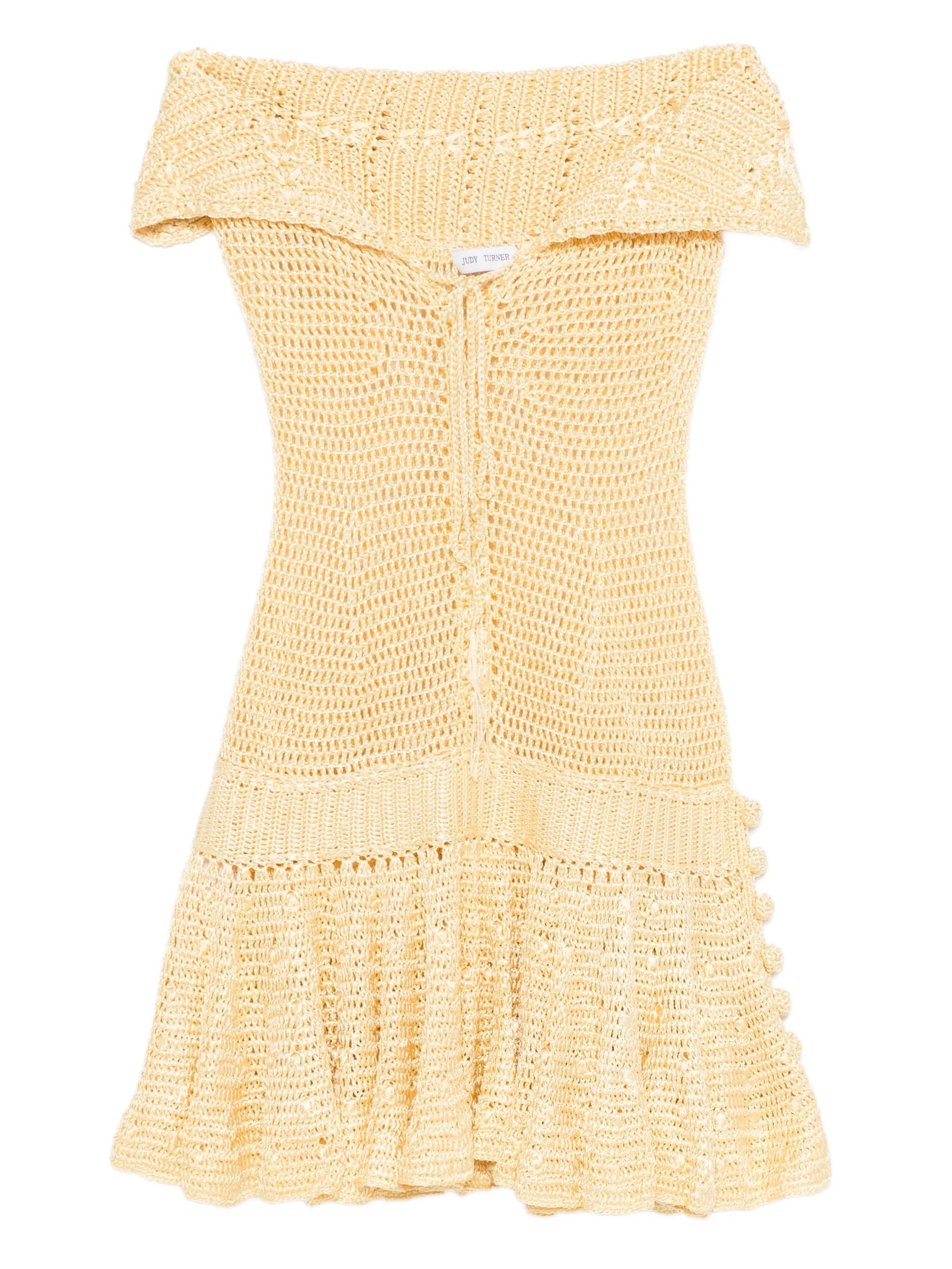 Danae off-shoulder crochet mini dress