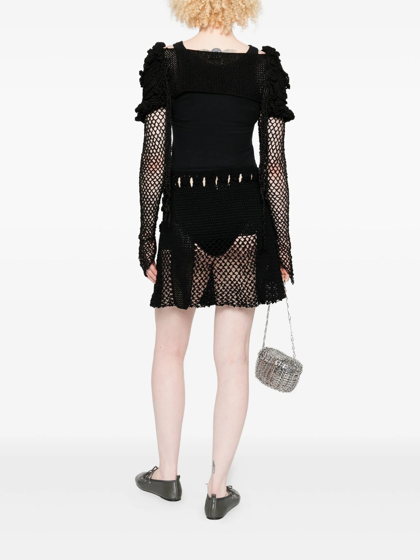 Shylla puff-sleeve crochet shrug