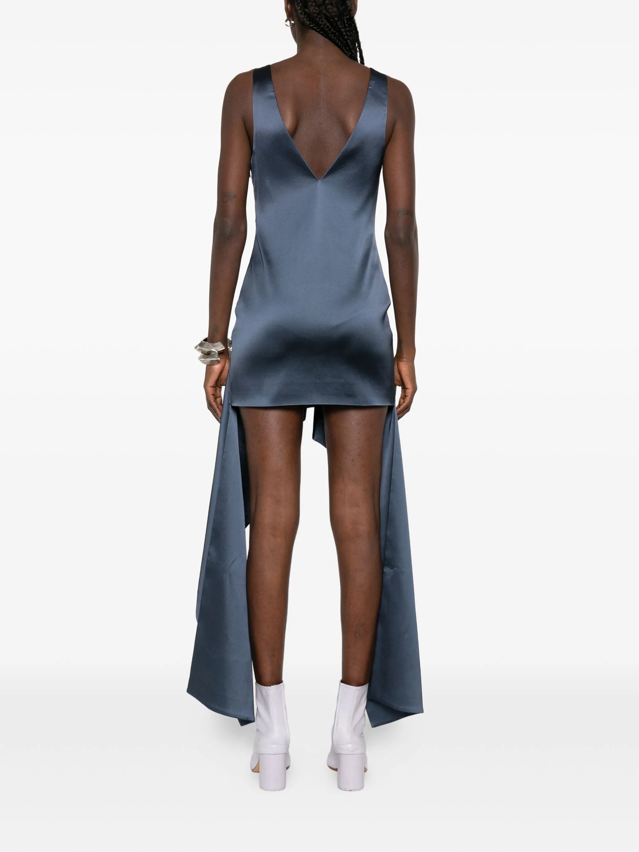 V-neck draped-hem dress