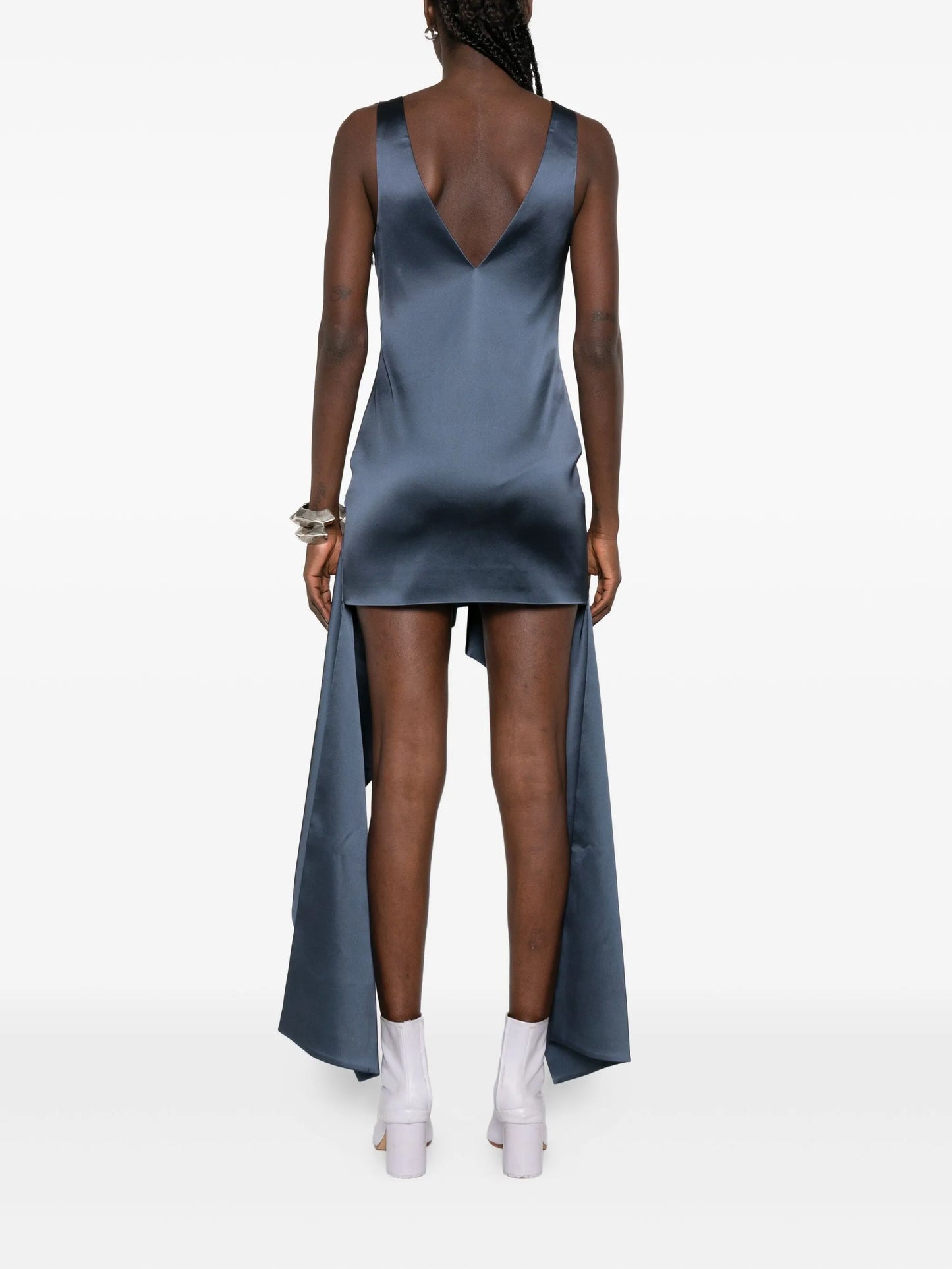 V-neck draped-hem dress