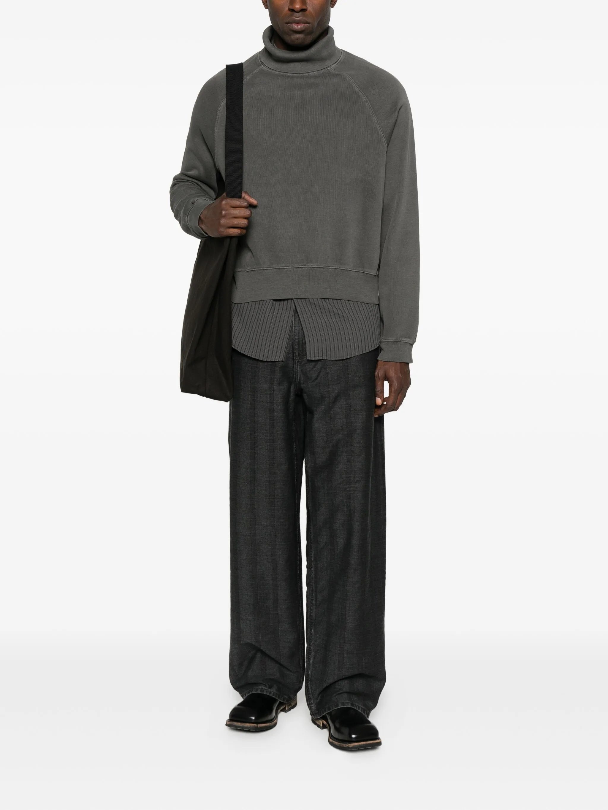coated herringbone jeans