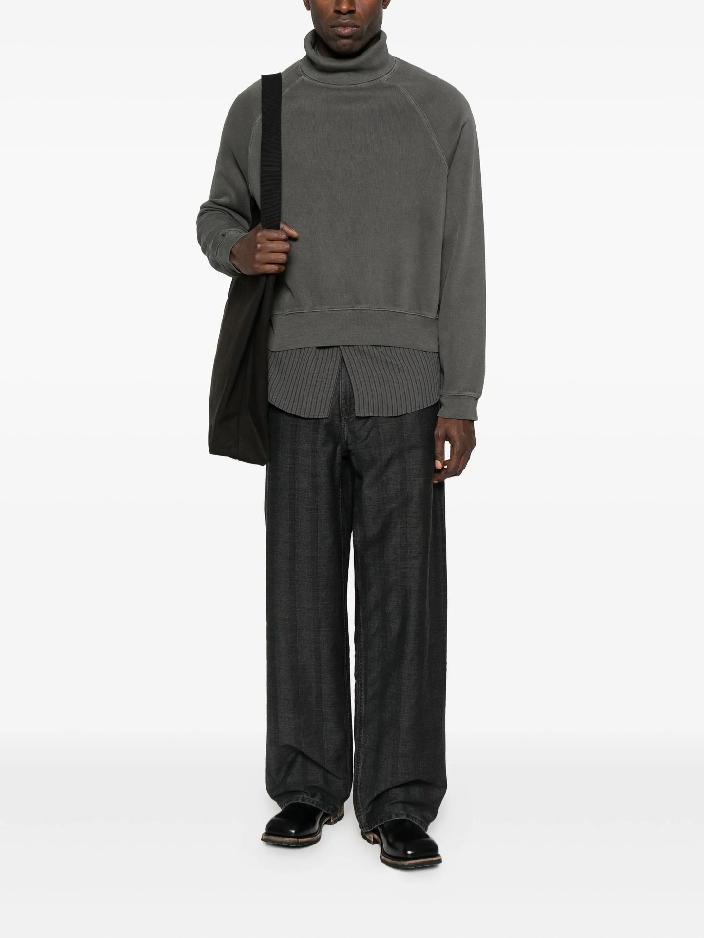 coated herringbone jeans