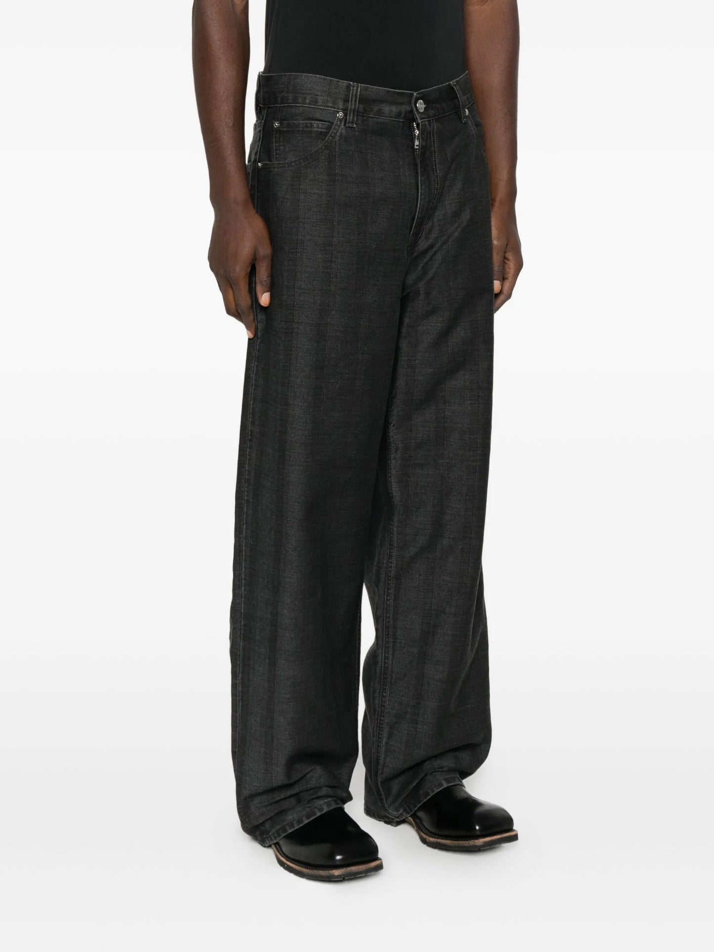 coated herringbone jeans