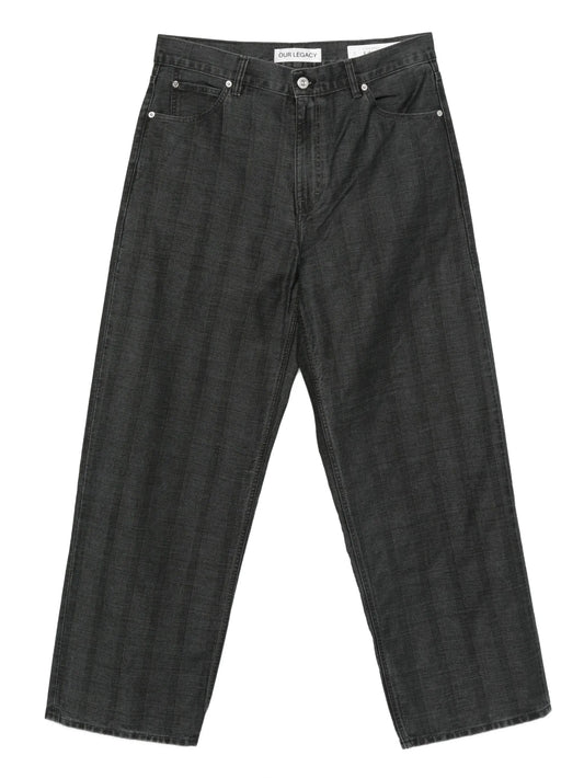 coated herringbone jeans