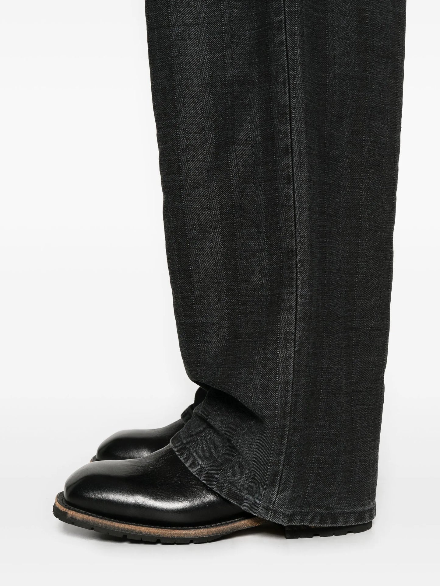 coated herringbone jeans