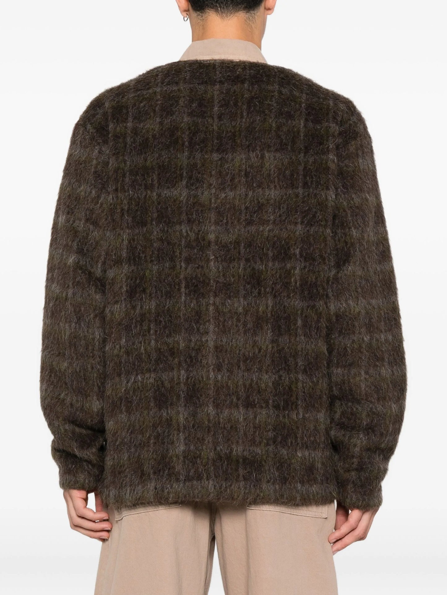 checked cardigan