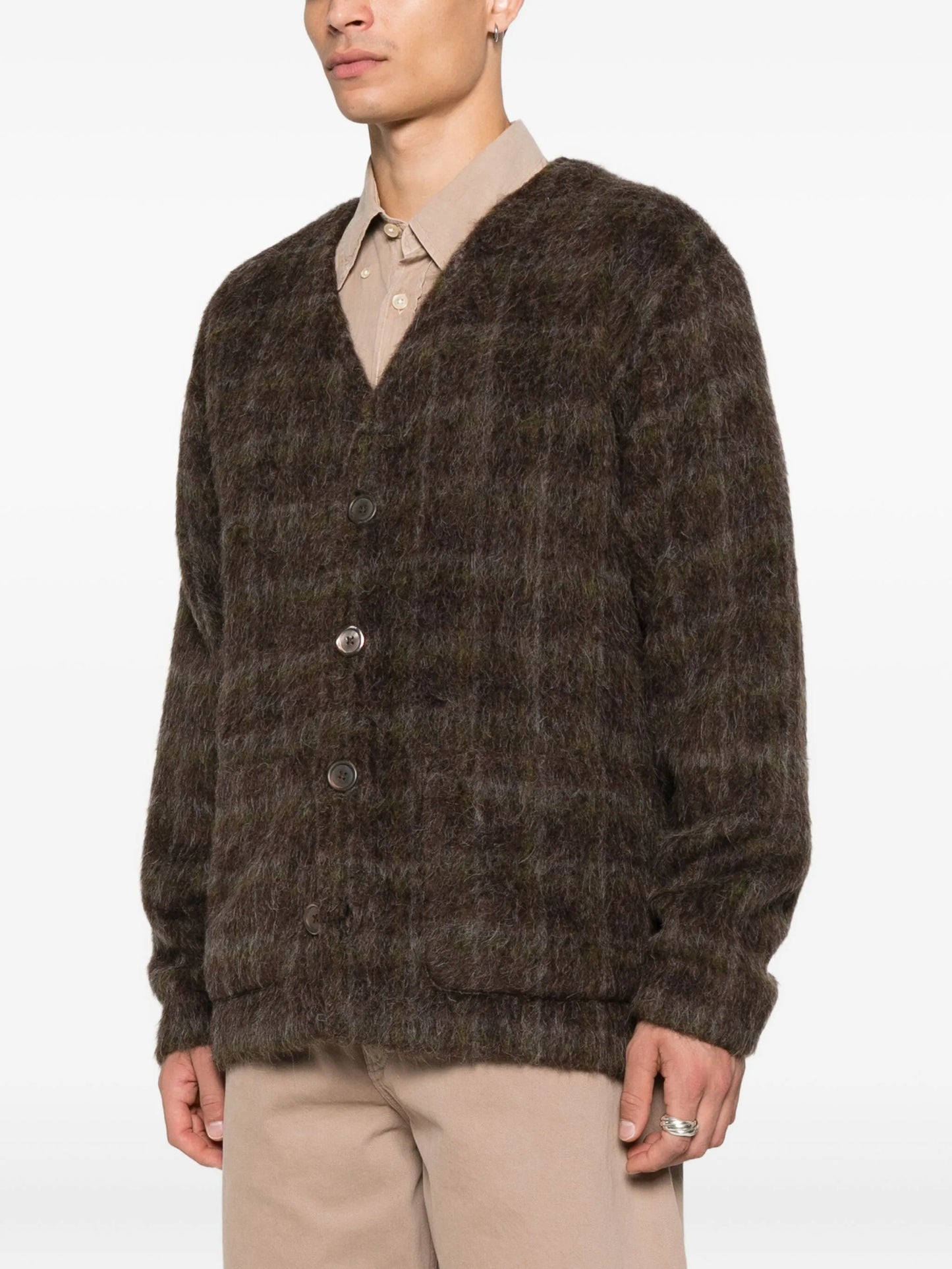 checked cardigan