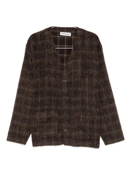 checked cardigan