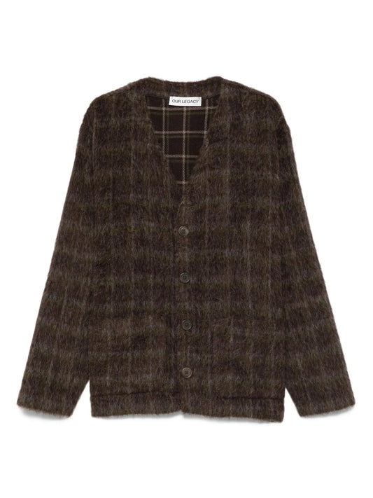 checked cardigan