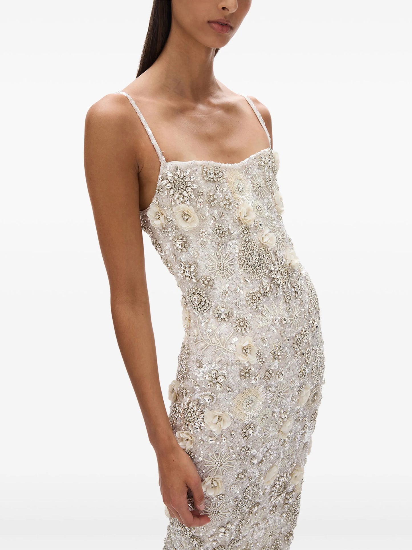 Francesca floral-embroidered midi dress